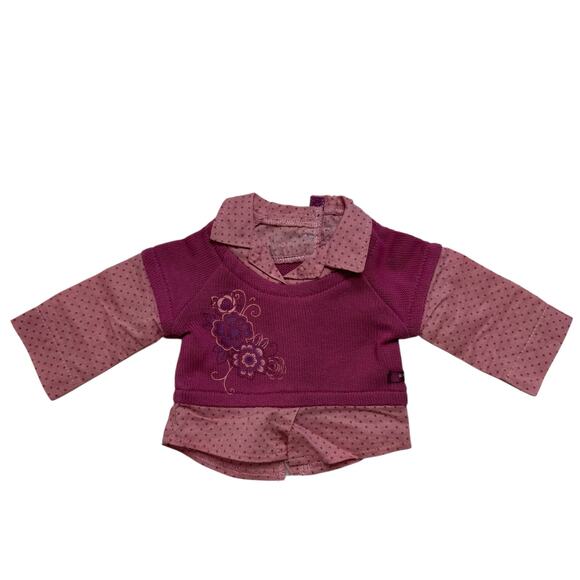 AMERICAN GIRL 2008 School Day Top Sweater Floral Polka Dot Pink Layered Sweater - Picture 1 of 4